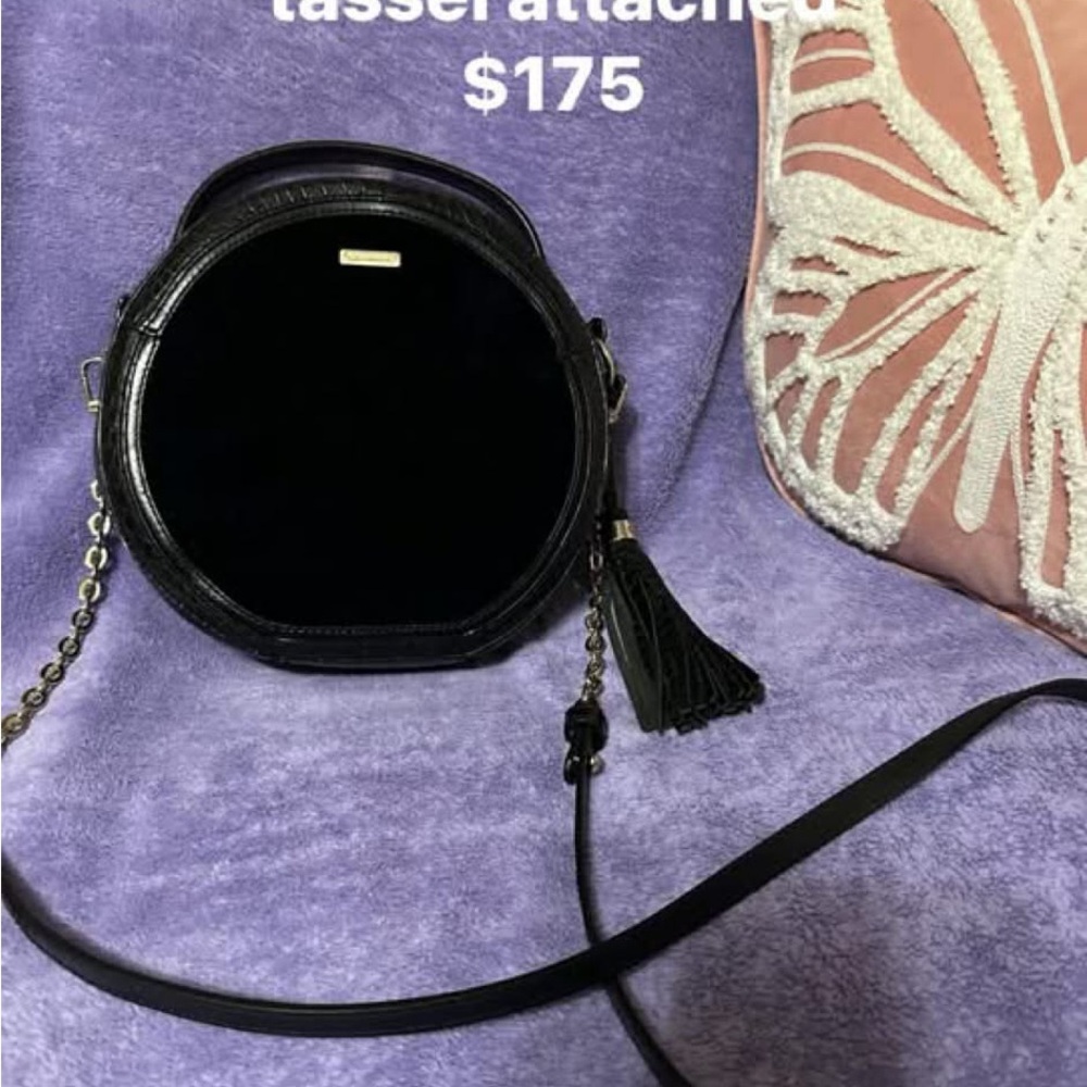 Brahmin Black Round Crossbody with Tassel
